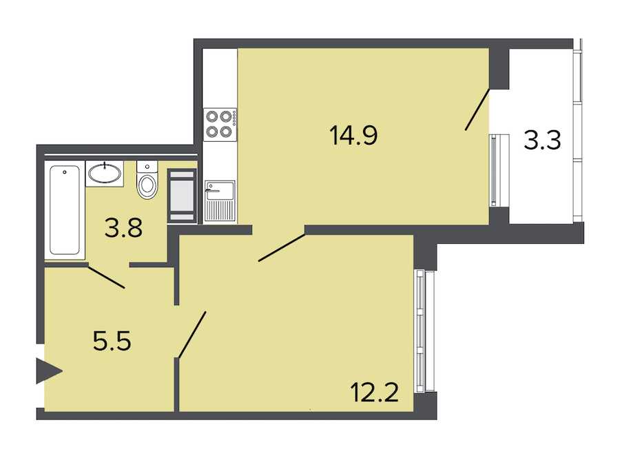 Однокомнатная квартира в : площадь 36.4 м2 , этаж: 15 - 17 – купить в Санкт-Петербурге